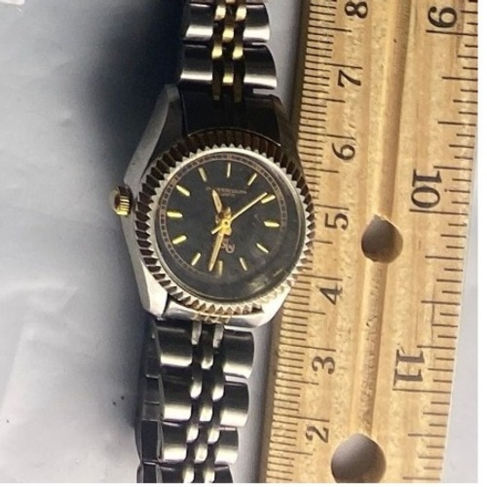 Vintage Citizen Watch Quartz‎ Movement Black Dial Two Tone Stainless